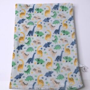 Manhattan Kids Dinosaur Fleece Baby Blanket Lovey Blue Green Yellow Dino Blankie